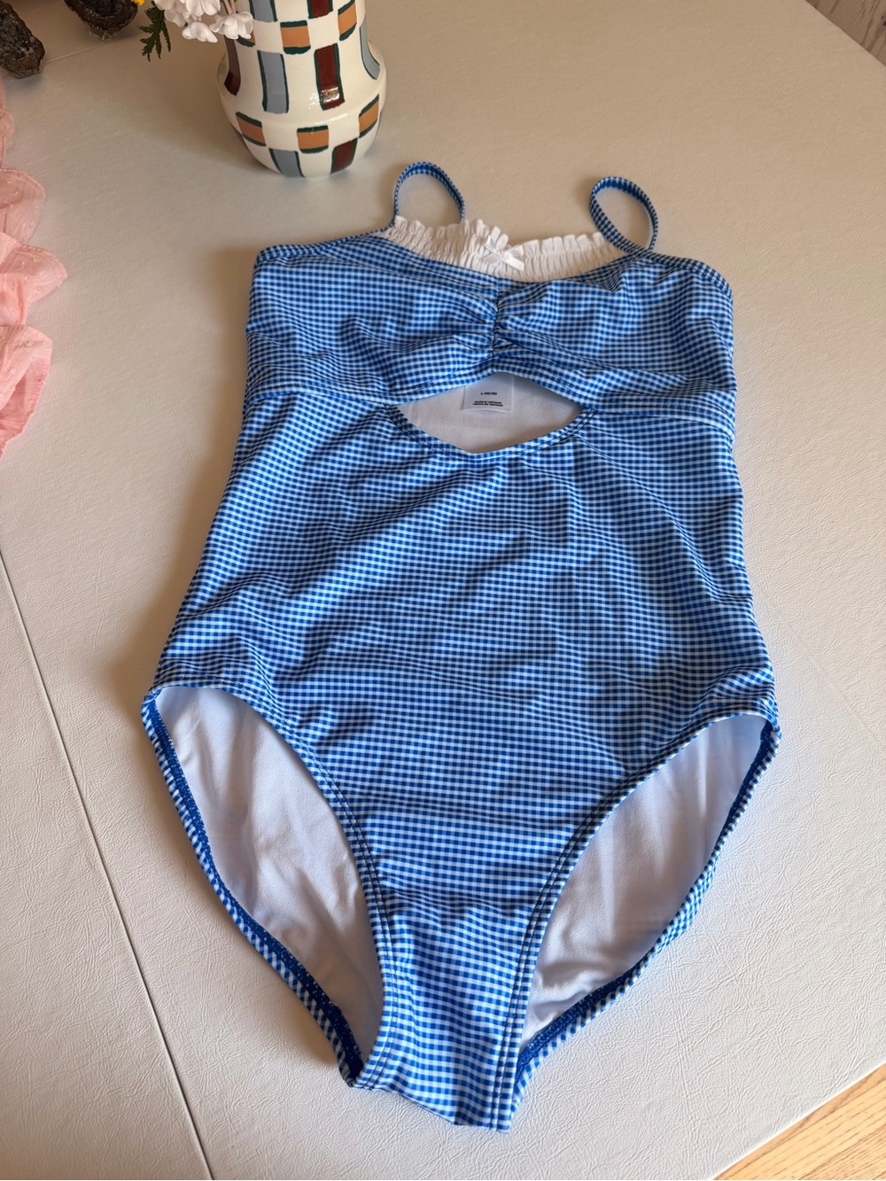 art class Blue Gingham One-Piece Swimsuit